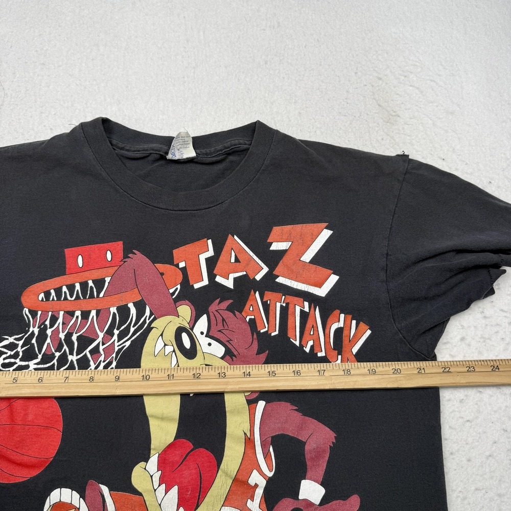 Vintage Taz Attack Texas Shirt Mens Large Black Looney Tunes College Ware 1993 - Picture 8 of 11